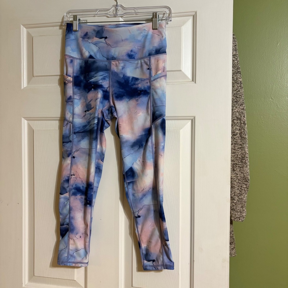 Gaiam Leggings Women Small Blue Multi Excellent Abstract Marble High Rise SB18